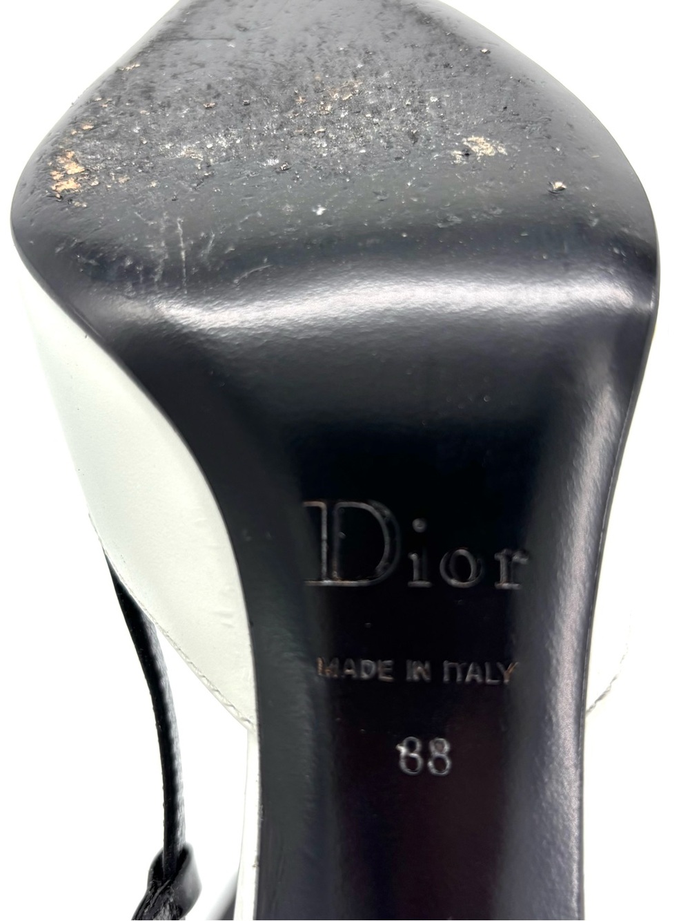 Dior John Galliano Bow Charm Studded White Black Slingback Pumps Shoes 38 - Picture 11 of 12